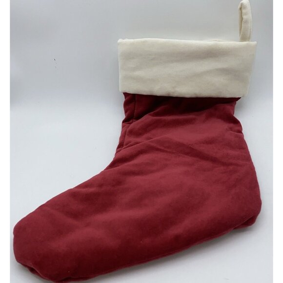Pottery Barn Victoria Velvet Christmas Holiday Stocking Red Monogrammed 14 inch - Picture 7 of 9